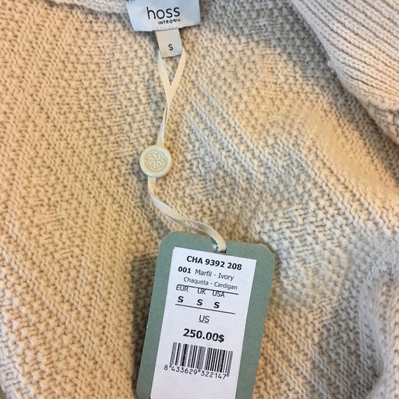 Hoss intropia ivory knit open front tie cardigan S - Picture 7 of 8